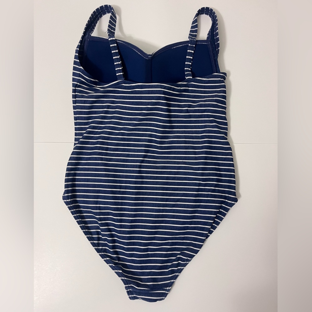Nip Tuck Swimsuit One-Piece Swimsuit Size 10 Navy White Striped Summer - Picture 4 of 4